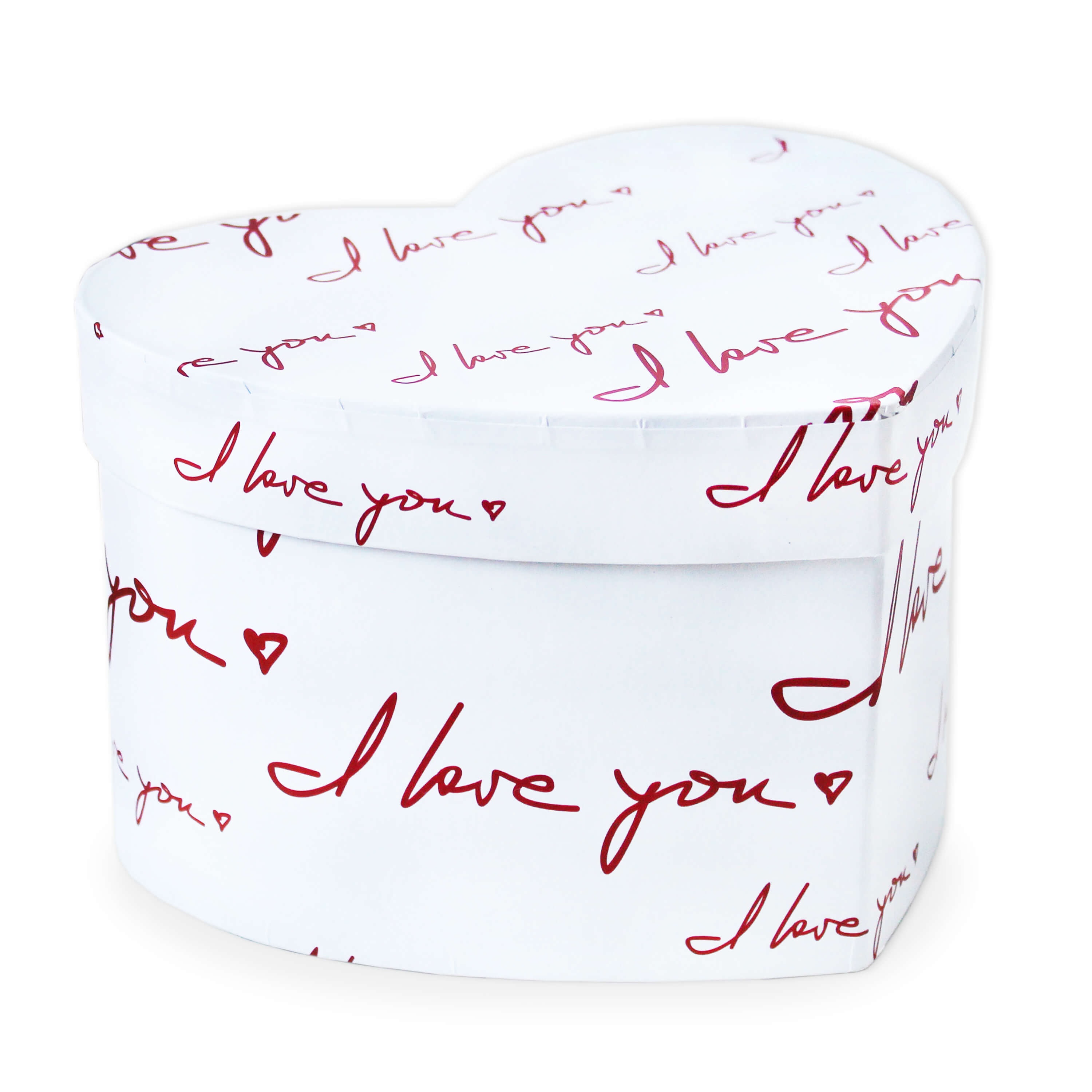 Flower box srdce bílé I love you 16x13,5x10 cm